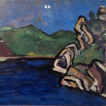 Acryl schilderij op papier, Maya Wildevuur, Landschap, 2000